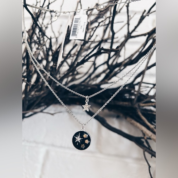 Alex and Ani Celestial Double Row Necklace NWT Silver Black Enamel M - Picture 5 of 9